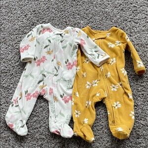 Carter's Pink Floral and Yellow Daisy Footies